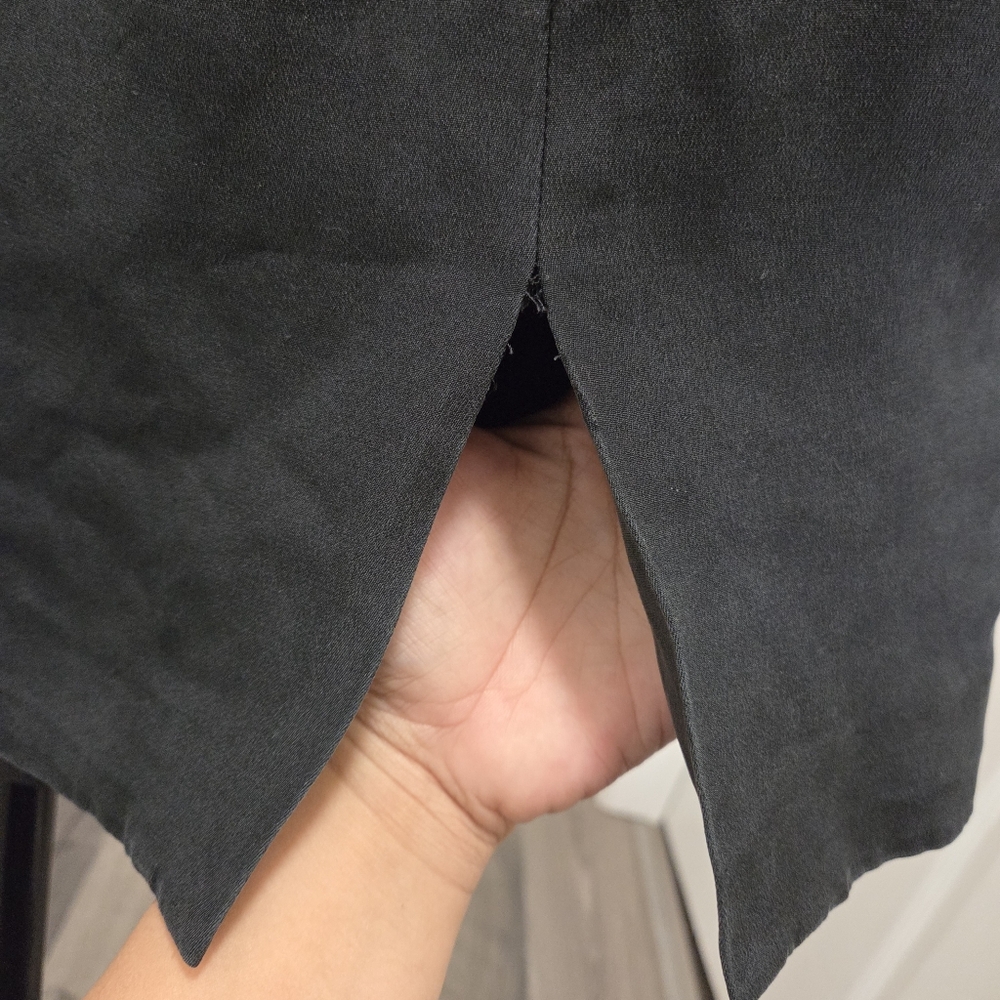 Hugo Buscati 100% Silk Black Sleeveless Dress Minimalist Slip Shift Elegant - Picture 8 of 10